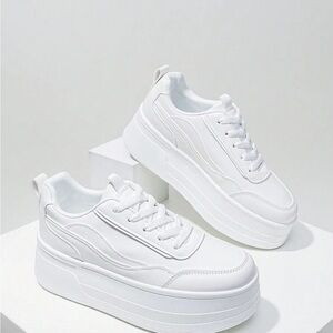 Trendy White Platform Sneakers